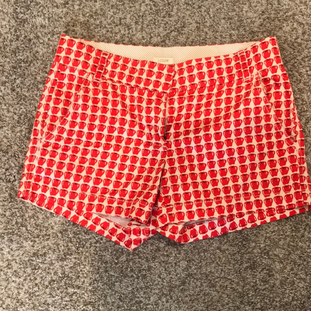 J.Crew Red Apple Print dress shorts